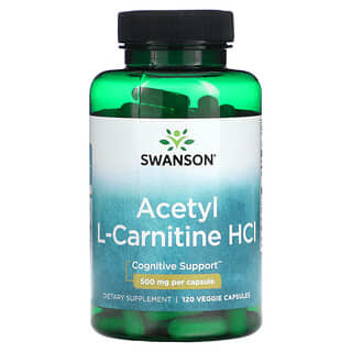 Swanson, Clorhidrato de acetil L-carnitina, 500 mg, 120 cápsulas vegetales
