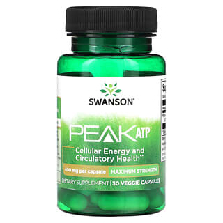Swanson, Peak ATP, максимальная эффективность, 400 мг, 30 растительных капсул