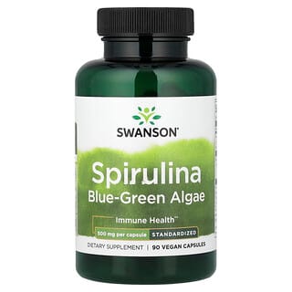 Swanson Vitamins, Gestandaardiseerde spirulina, 90 veganistische capsules