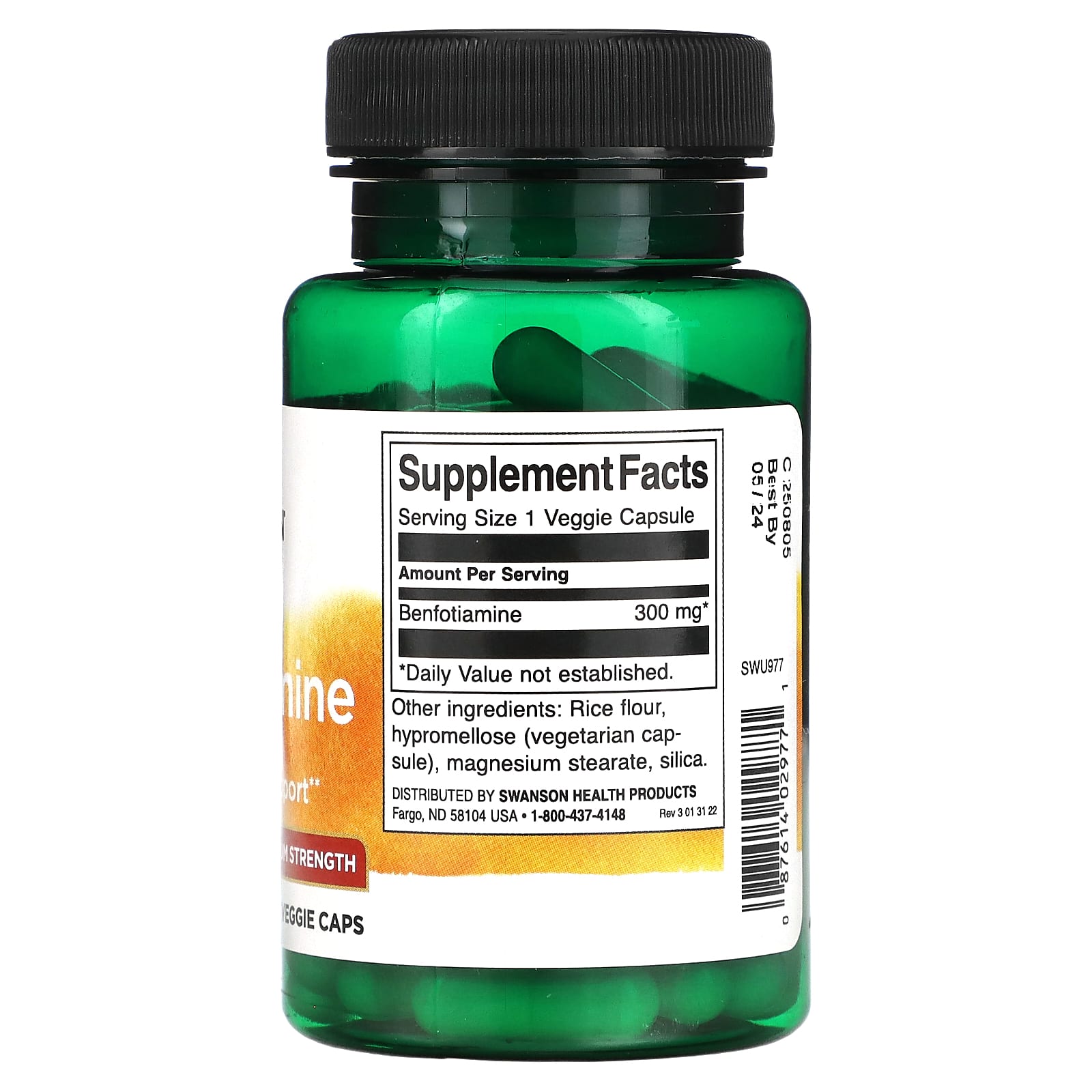Swanson, Benfotiamine, Maximum Strength, 300 mg, 60 Veggie Caps