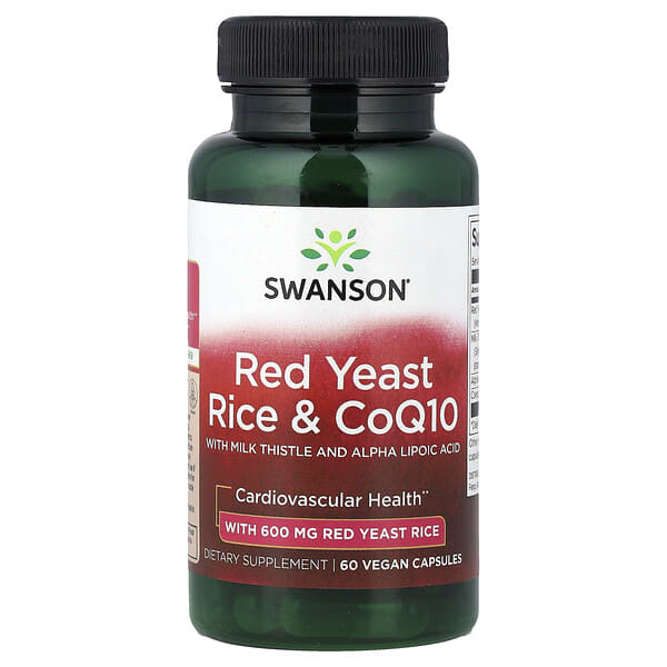 Swanson Red Yeast Rice & CoQ10 with Milk Thistle and Alpha Lipoic Acid, 60 Vegan Capsules