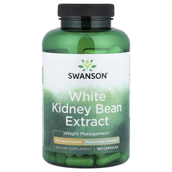 Swanson White Kidney Bean Extract, 180 Capsules (500 mg per Capsule)
