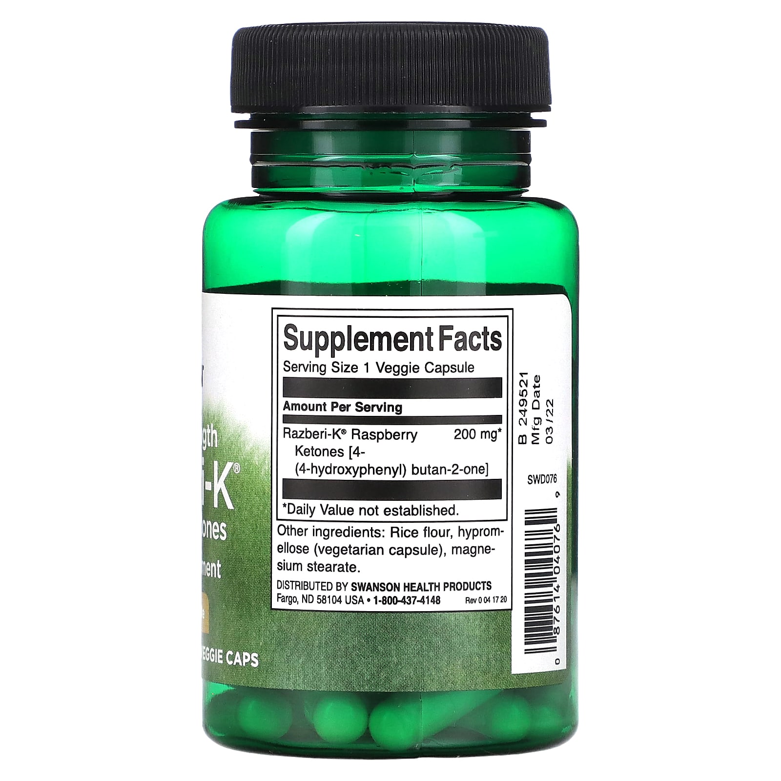 Swanson, Double Strength RazberiK, Raspberry Ketones, 200 mg, 60