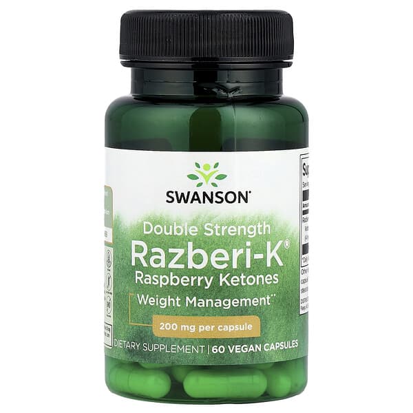 Swanson, 雙倍功效 Razberi-K，覆盆子酮，200 毫克，60 粒素食膠囊