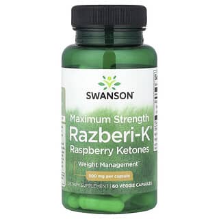 Swanson, Razberi-K®, Himbeerketone, maximale Stärke, 500 mg, 60 vegetarische Kapseln