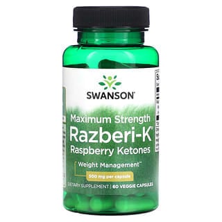Swanson, Razberi-K, Cetonas de frambuesa, Concentración máxima, 500 mg, 60 cápsulas vegetales