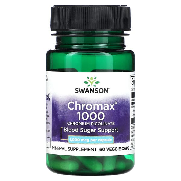 Swanson, Chromax 1000（クロマックス1000）、ピコリン酸クロム、1,000mcg、ベジカプセル60粒