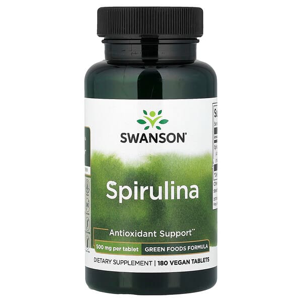 Swanson Vitamins, Spirulina, 500 mg, 180 tablettia
