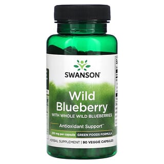 Swanson, Arándano azul silvestre con arándanos azules silvestres enteros, 250 mg, 90 cápsulas vegetales