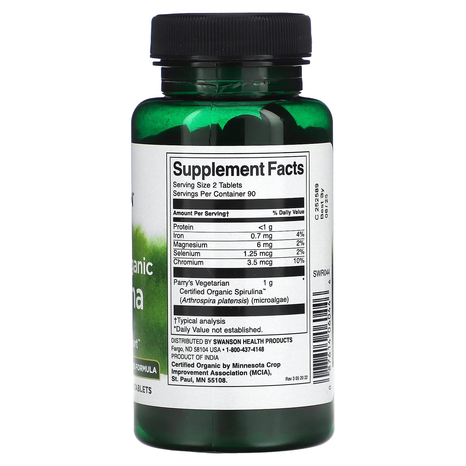 Certified Organic Spirulina 500 mg