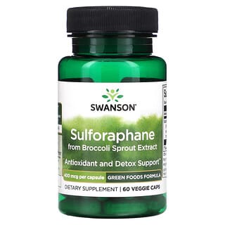 Swanson, Сульфорафан из экстракта ростков брокколи, 400 мкг, 60 растительных капсул
