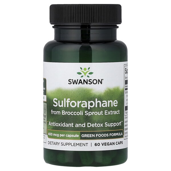 Swanson, Sulforaphane from Broccoli Sprout Extract, 400 mcg, 60 Vegan Caps