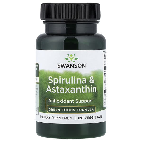 Swanson Vitamins, Spiruline et astaxanthine, 120 comprimés végétariens