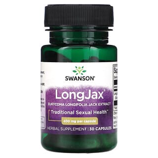 Swanson, LongJax, Extrato de Eurycoma Longifolia Jack, 400 mg, 30 Cápsulas