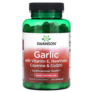 Swanson, Ajo con vitamina E, espino, cayena y CoQ10`` 120 cápsulas