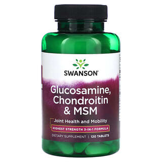 Swanson, Glucosamine, Chondroïtine et MSM, 120 comprimés