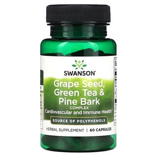 Swanson, Complexe de pépins de raisin, thé vert et écorce de pin, 60 capsules