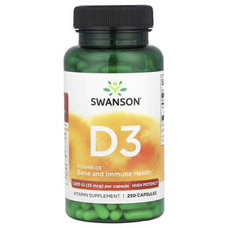 Swanson, Vitamina D3, Alta potencia, 25 mcg (1000 UI), 250 cápsulas