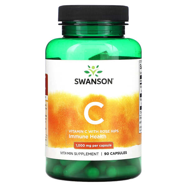 Swanson, 含玫瑰果的維生素 C，90 粒膠囊