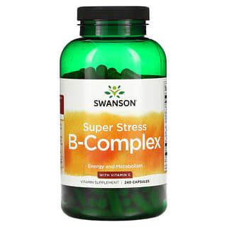 Swanson, Super Stress B-Complex com Vitamina C, 240 Cápsulas