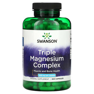 Swanson, Complejo triple de magnesio, 400 mg, 300 cápsulas