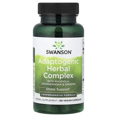 Swanson, Adaptogen Herbal Complex with Saul Mabel, Ashwagandha, and Ginseng, 60 Vegan Capsules