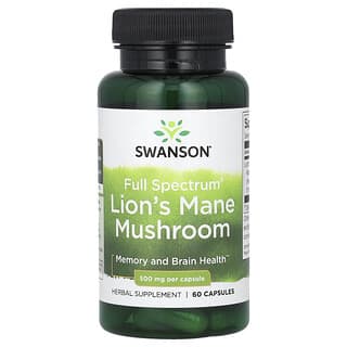 Swanson, Champignon hérisson à spectre complet, 500 mg, 60 capsules