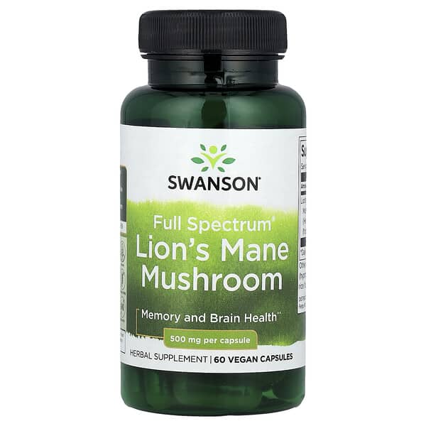 Swanson, Full Spectrum Lion's Mane Mushroom, 500 mg, 60 Capsules