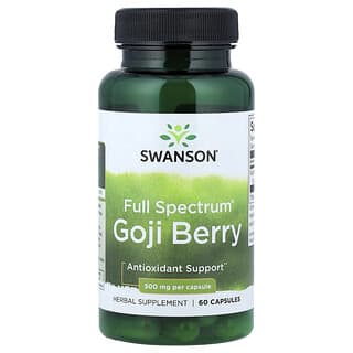 Swanson, Goji Berry cu spectru complet, 500 mg, 60 capsule