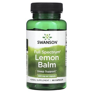 Swanson, Full Spectrum, меліса лікарська, 500 мг, 60 капсул