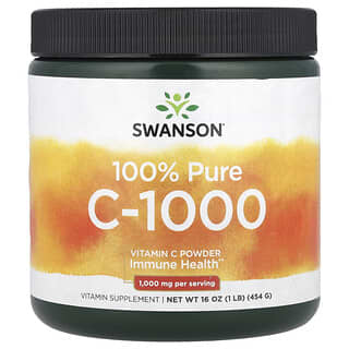 Swanson, 100% Pure C-1000, Vitamina C em Pó, 454 g (16 oz)