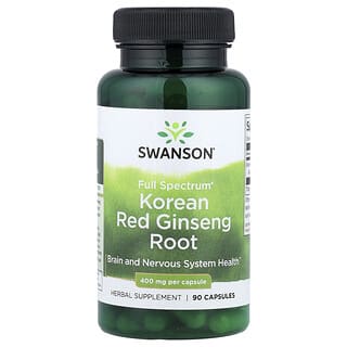 Swanson, Raíz de ginseng rojo coreano de espectro completo, 400 mg, 90 cápsulas