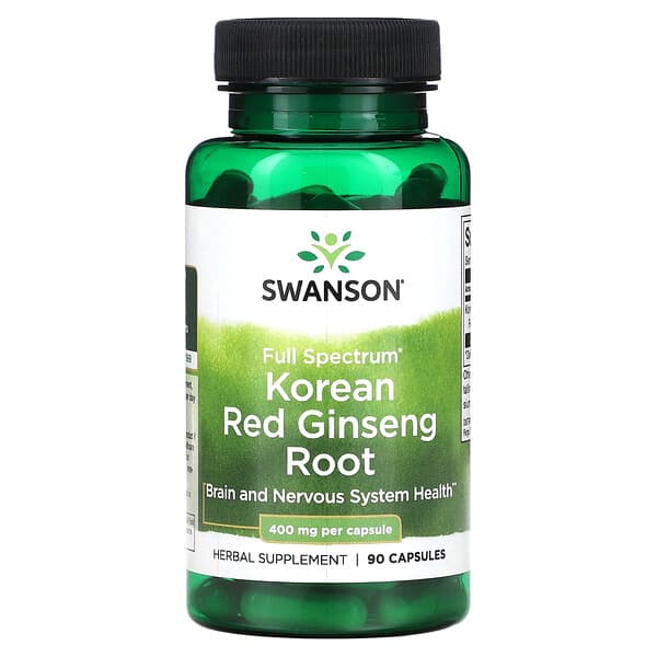 Swanson (سوانسون)‏, جذور الجينسينغ الكوري الأحمر كامل الطيف ، 400 ملجم ، 90 كبسولة