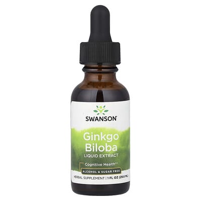 Swanson, Ginkgo Liquid Extract, Alcohol-Free and Sugar-Free, 1 fl oz (29.6 ml)