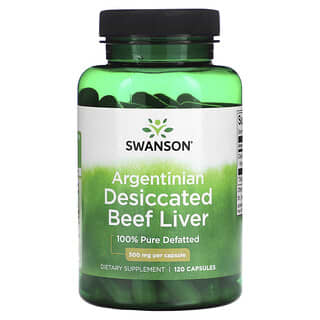 Swanson, Fígado de Boi Desidratado Argentino, 500 mg, 120 Cápsulas
