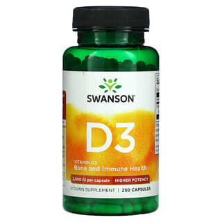 Swanson, Vitamina D3, 2000 UI, 250 cápsulas