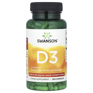 Swanson, Vitamin D3, Higher Potency, 2,000 IU (50 mcg), 250 Capsules