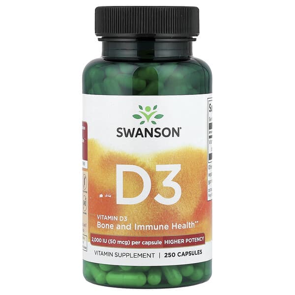 Swanson, 維生素 D3，2,000 國際單位，250 粒膠囊