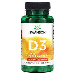 Swanson, Vitamina D3, 400 UI (10 mcg), 250 cápsulas