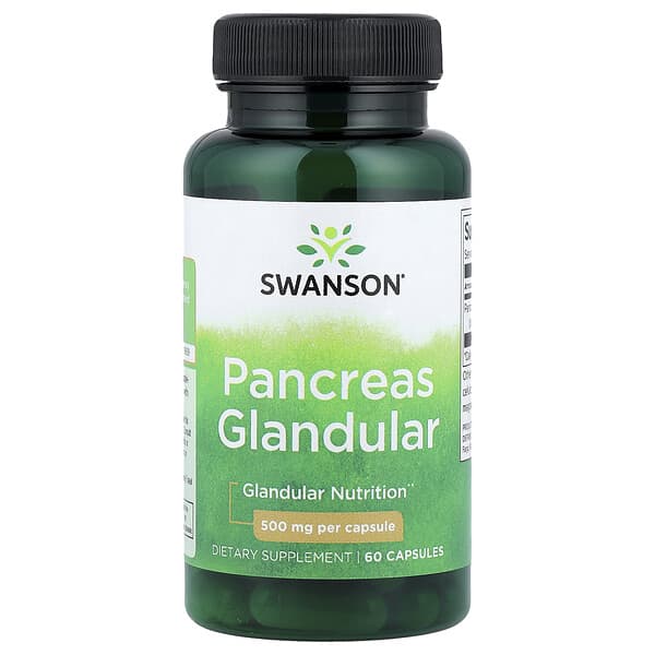 Pancreas Glandular, 500 mg, 60 Capsules