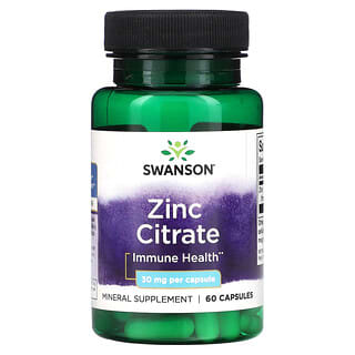 Swanson, Zinc Citrate, 30 mg , 60 Capsules