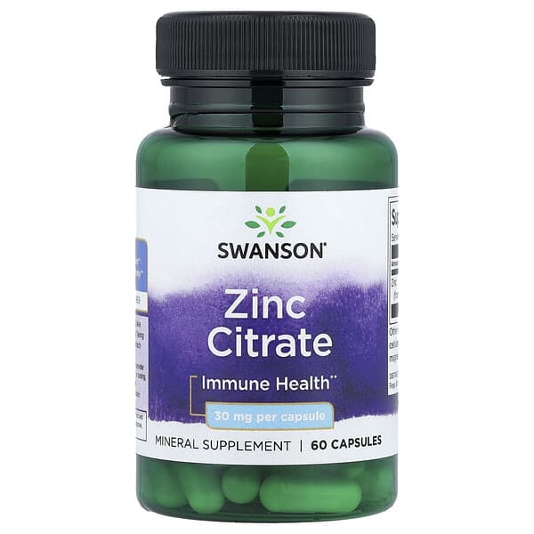 Swanson Zinc Citrate, 30 mg, 60 Capsules