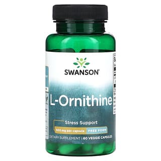 Swanson, L-ornitina, Forma libre, 500 mg, 60 cápsulas vegetales