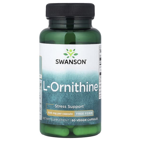 L-Ornithine, Free Form, 500 mg, 60 Veggie Capsules