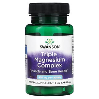 Swanson, Complejo triple de magnesio, 400 mg, 30 cápsulas