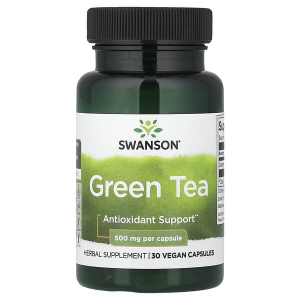 Swanson Vitamins, Πράσινο τσάι, 500 mg, 30 vegan κάψουλες