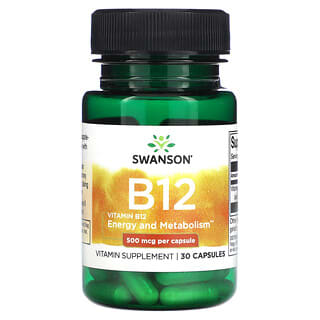 Swanson, Vitamina B12, 500 mcg, 30 cápsulas
