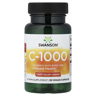 Swanson, C-1000, C-vitamin med hyben, 30 kapsler