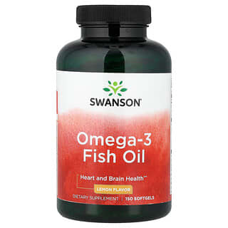 Swanson Vitamins, Рыбий жир с омега-3, лимон, 150 капсул