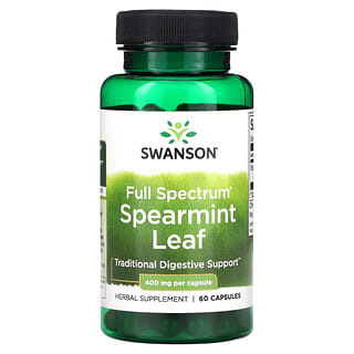 Swanson, Feuille de menthe verte à spectre complet, 400 mg, 60 capsules